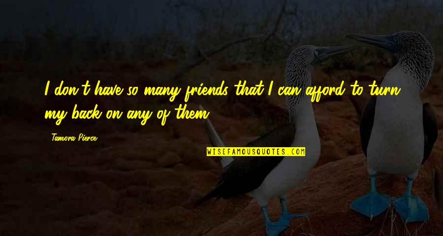 Back Friends Quotes By Tamora Pierce: I don't have so many friends that I