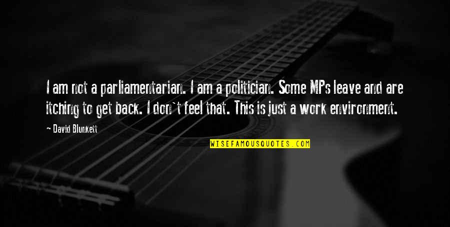 Back From Work Quotes By David Blunkett: I am not a parliamentarian. I am a