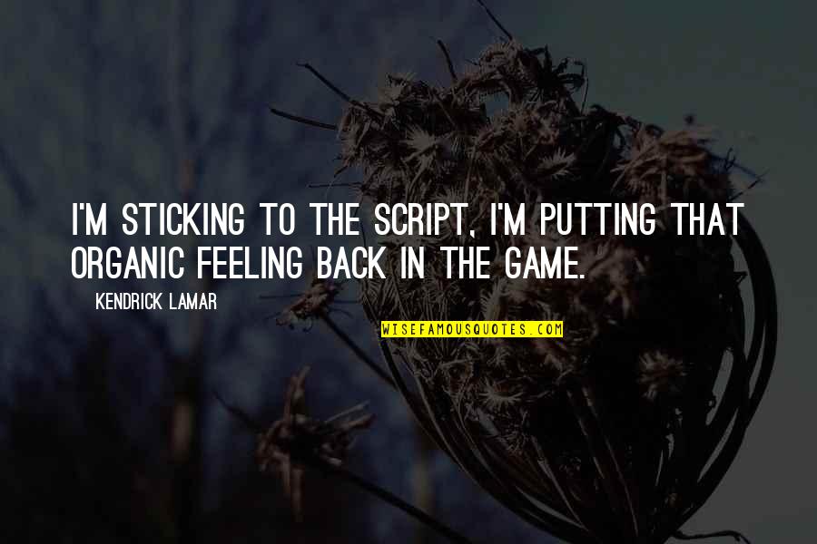 Back In Game Quotes By Kendrick Lamar: I'm sticking to the script, I'm putting that