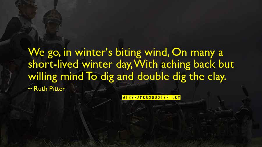 Back In The Day Quotes By Ruth Pitter: We go, in winter's biting wind, On many