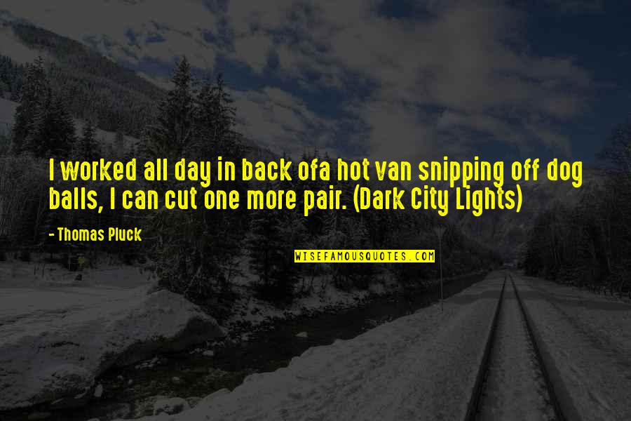 Back Lights Quotes By Thomas Pluck: I worked all day in back ofa hot