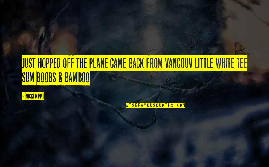 Back Off Quotes By Nicki Minaj: Just hopped off the plane came back from