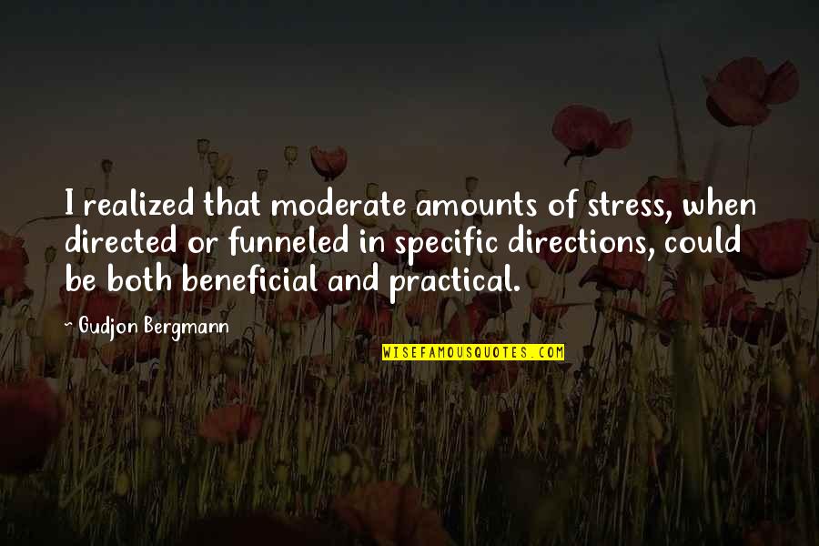 Back Route Quotes By Gudjon Bergmann: I realized that moderate amounts of stress, when