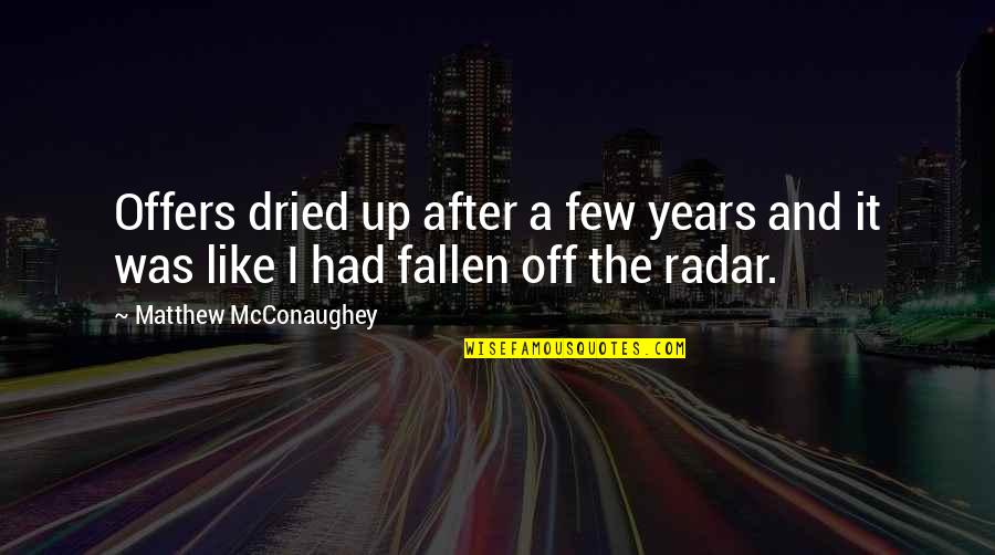 Back Scratches Quotes By Matthew McConaughey: Offers dried up after a few years and