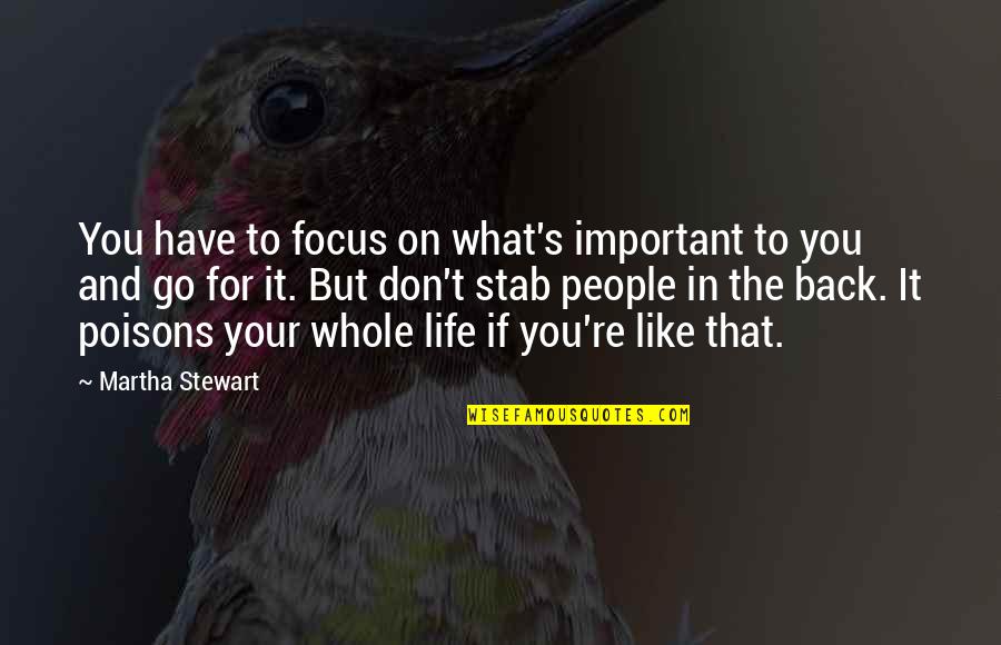 Back Stab Quotes By Martha Stewart: You have to focus on what's important to