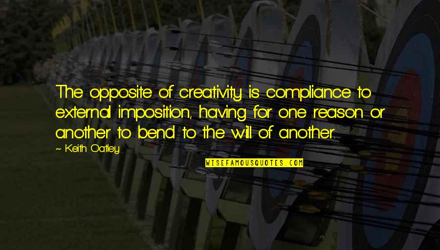 Back Strapping Quotes By Keith Oatley: The opposite of creativity is compliance to external