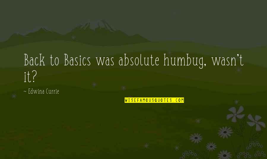 Back To Basics Quotes By Edwina Currie: Back to Basics was absolute humbug, wasn't it?