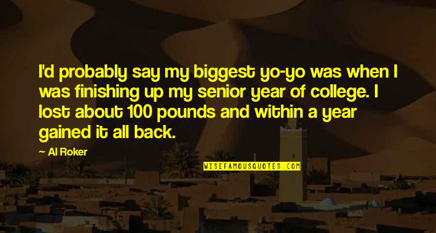 Back To College Quotes By Al Roker: I'd probably say my biggest yo-yo was when