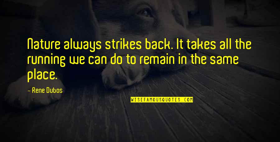 Back To Nature Quotes By Rene Dubos: Nature always strikes back. It takes all the