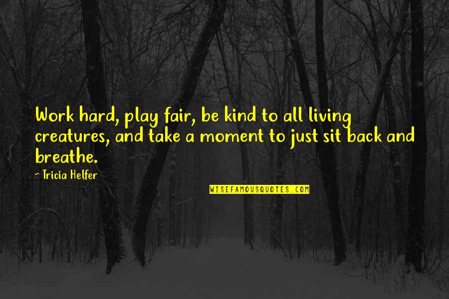 Back To Play Quotes By Tricia Helfer: Work hard, play fair, be kind to all