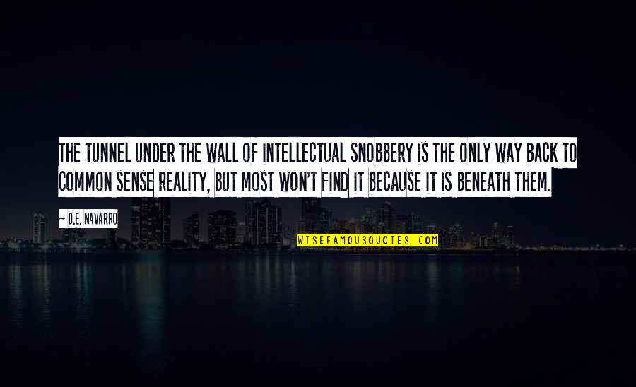 Back To Reality Quotes By D.E. Navarro: The tunnel under the wall of intellectual snobbery