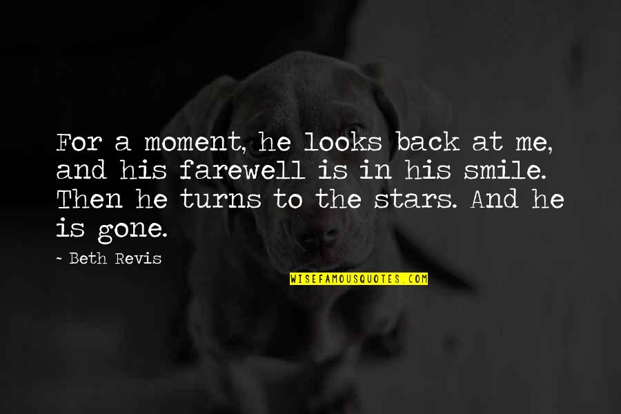 Back To Smile Quotes By Beth Revis: For a moment, he looks back at me, Back To Smile Quotes By Beth Revis: For a moment, he looks back at me,
