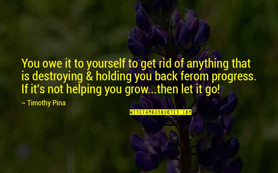 Back Yourself Quotes By Timothy Pina: You owe it to yourself to get rid