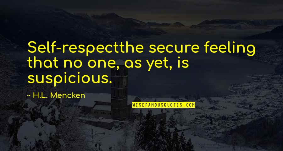 Backboard Quotes By H.L. Mencken: Self-respectthe secure feeling that no one, as yet,