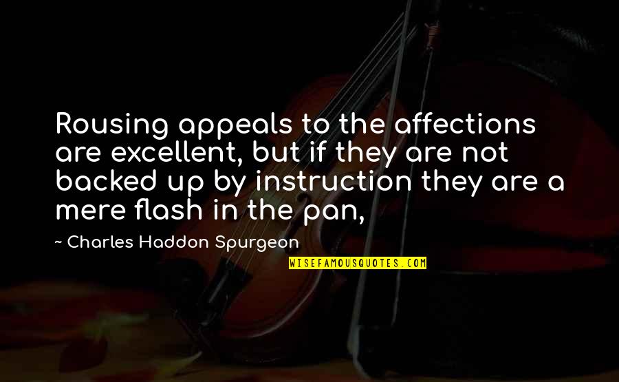Backed Up Quotes By Charles Haddon Spurgeon: Rousing appeals to the affections are excellent, but