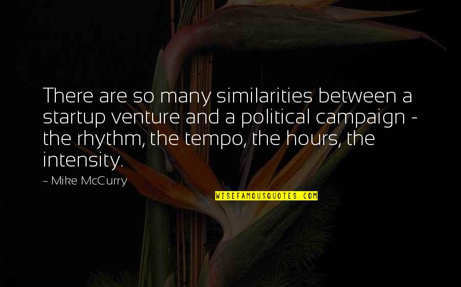 Backfire Bomber Quotes By Mike McCurry: There are so many similarities between a startup