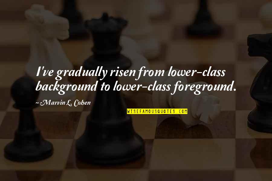 Background Quotes By Marvin L. Cohen: I've gradually risen from lower-class background to lower-class