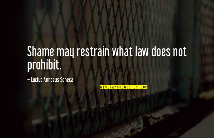 Backhouse Pico Quotes By Lucius Annaeus Seneca: Shame may restrain what law does not prohibit.