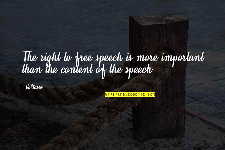 Backhouse Pico Quotes By Voltaire: The right to free speech is more important