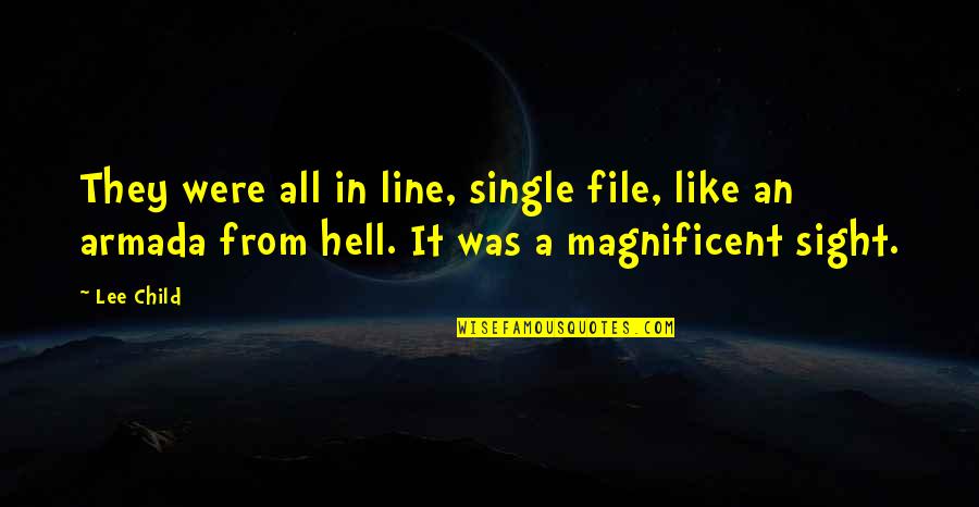 Backpagespro Quotes By Lee Child: They were all in line, single file, like