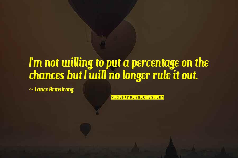 Backsides Fabric Quotes By Lance Armstrong: I'm not willing to put a percentage on Backsides Fabric Quotes By Lance Armstrong: I'm not willing to put a percentage on