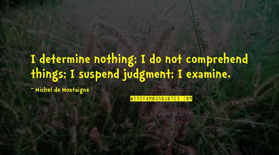 Backslidden Condition Quotes By Michel De Montaigne: I determine nothing; I do not comprehend things;