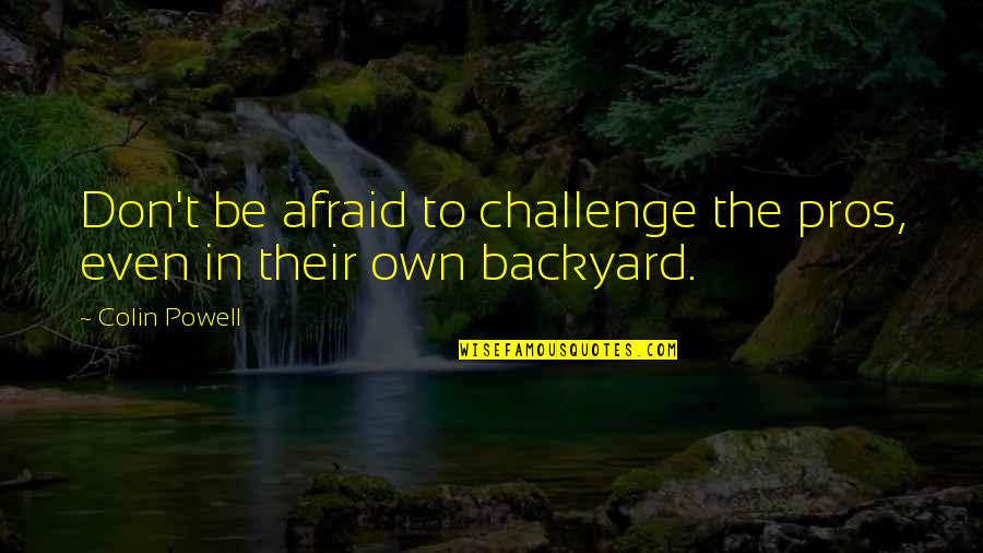 Backyard Quotes By Colin Powell: Don't be afraid to challenge the pros, even