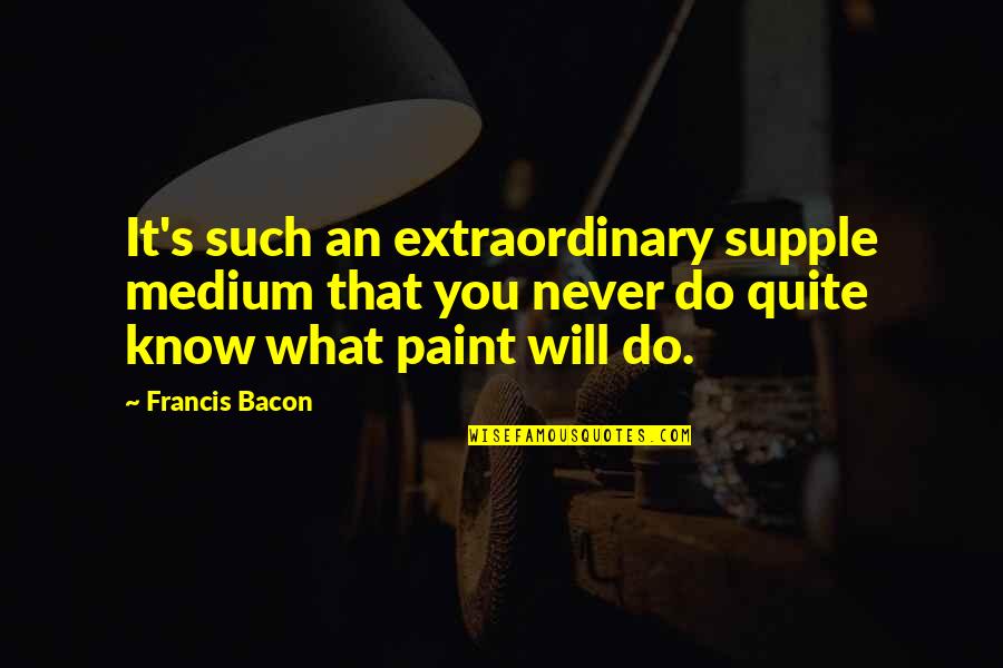 Bacon's Quotes By Francis Bacon: It's such an extraordinary supple medium that you Bacon's Quotes By Francis Bacon: It's such an extraordinary supple medium that you