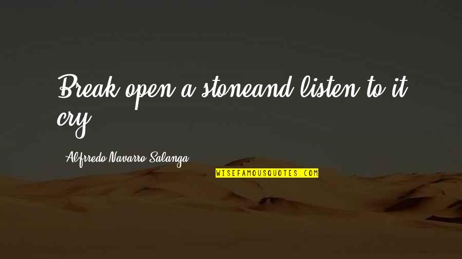 Bacteriological Quotes By Alfrredo Navarro Salanga: Break open a stoneand listen to it cry.