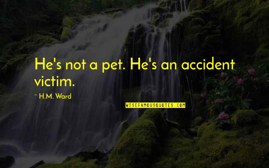 Bad Accident Quotes By H.M. Ward: He's not a pet. He's an accident victim. Bad Accident Quotes By H.M. Ward: He's not a pet. He's an accident victim.