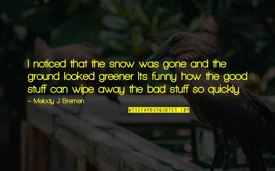 Bad And Funny Quotes By Melody J. Bremen: I noticed that the snow was gone and