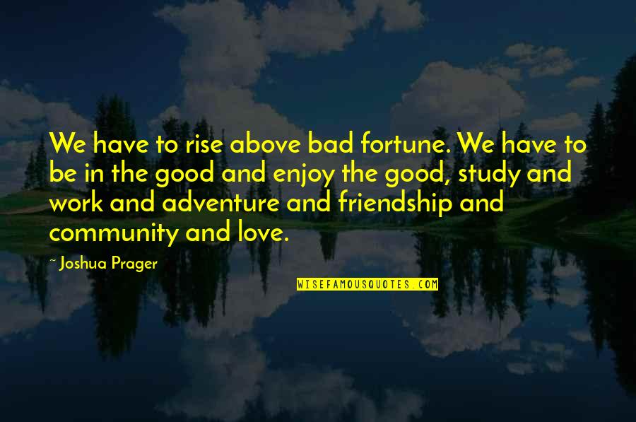 Bad And Good Love Quotes By Joshua Prager: We have to rise above bad fortune. We