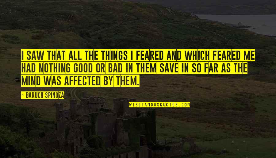 Bad And Good Quotes By Baruch Spinoza: I saw that all the things I feared