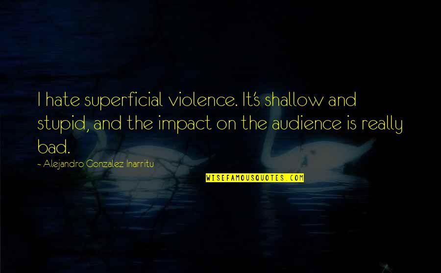 Bad Audience Quotes By Alejandro Gonzalez Inarritu: I hate superficial violence. It's shallow and stupid,