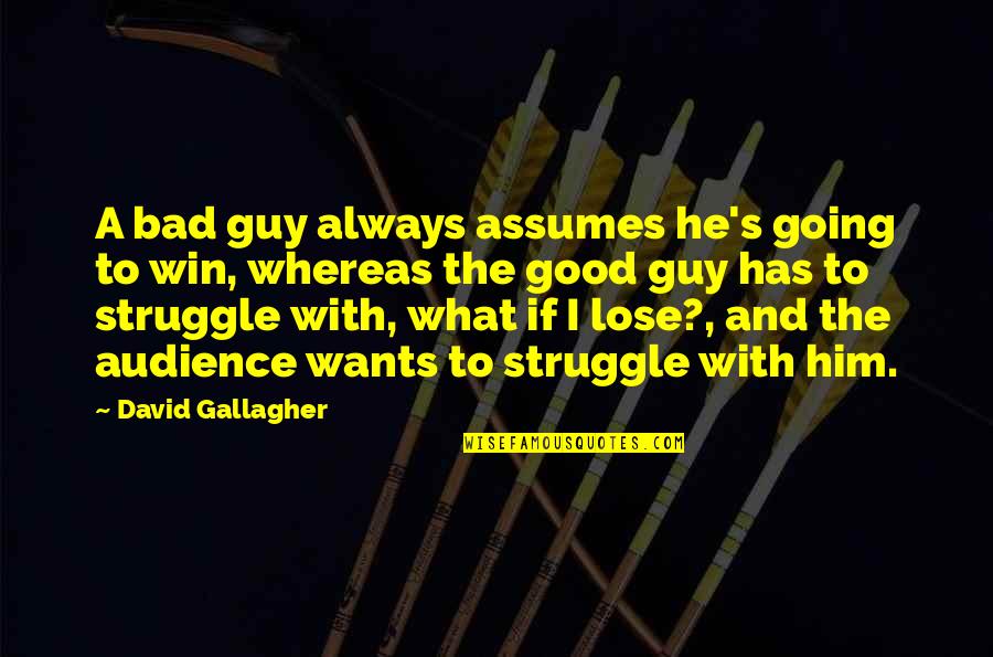 Bad Audience Quotes By David Gallagher: A bad guy always assumes he's going to