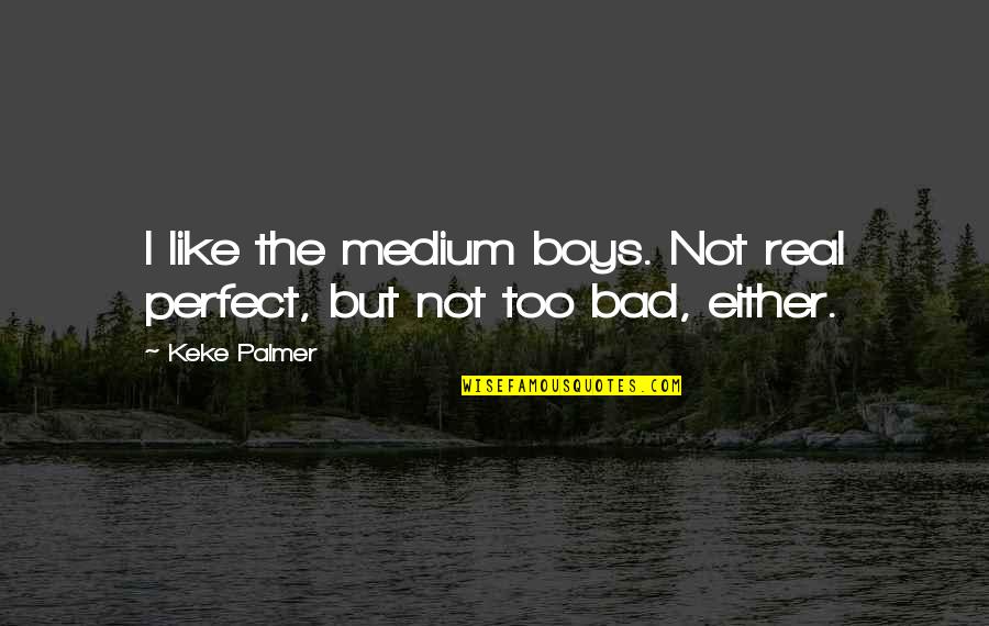 Bad Bad Boys Quotes By Keke Palmer: I like the medium boys. Not real perfect,