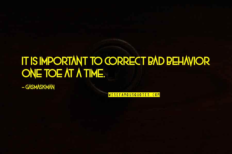 Bad Behavior Quotes By Gasmaskman: It is important to correct bad behavior one