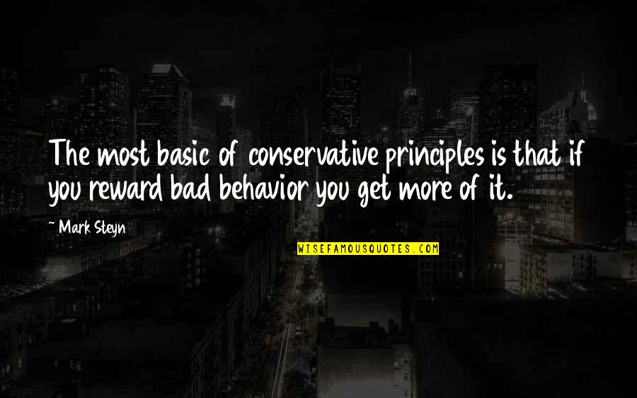 Bad Behavior Quotes By Mark Steyn: The most basic of conservative principles is that