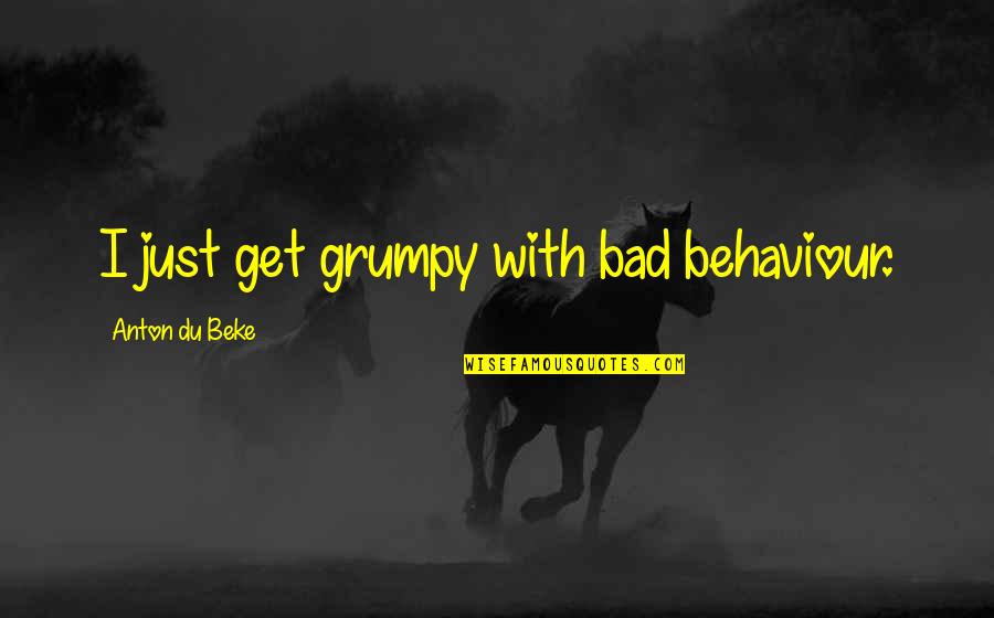 Bad Behaviour Quotes By Anton Du Beke: I just get grumpy with bad behaviour.