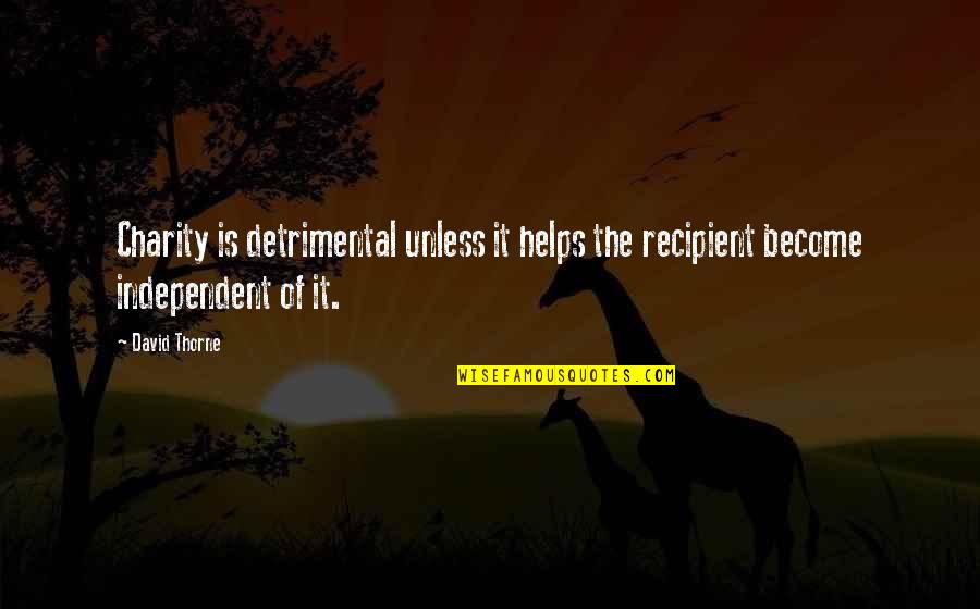Bad Bernie Sanders Quotes By David Thorne: Charity is detrimental unless it helps the recipient