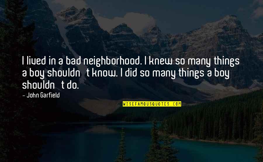 Bad Boy Quotes By John Garfield: I lived in a bad neighborhood. I knew