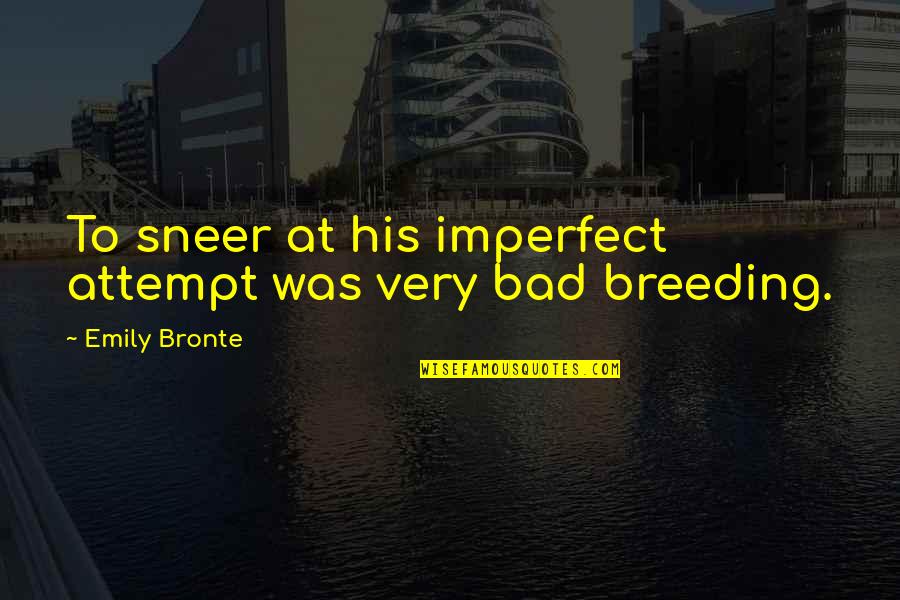 Bad Breeding Quotes By Emily Bronte: To sneer at his imperfect attempt was very
