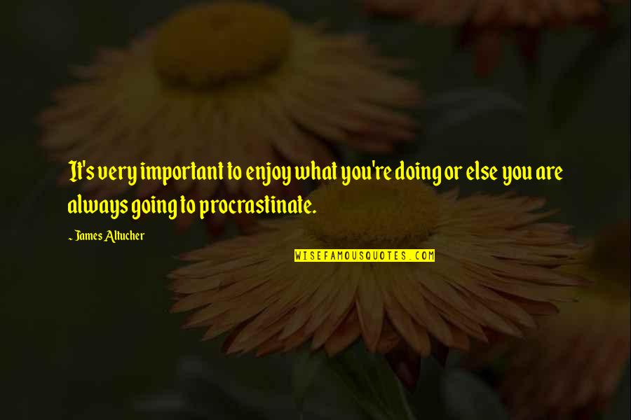Bad Chevy Quotes By James Altucher: It's very important to enjoy what you're doing Bad Chevy Quotes By James Altucher: It's very important to enjoy what you're doing
