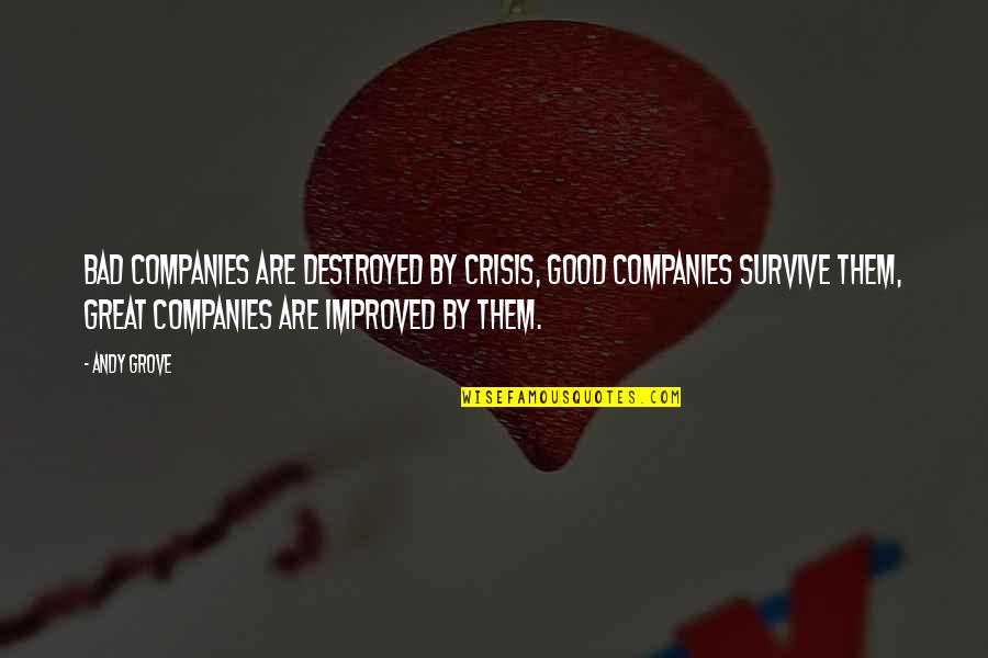 Bad Company 2 Quotes By Andy Grove: Bad companies are destroyed by crisis, Good companies Bad Company 2 Quotes By Andy Grove: Bad companies are destroyed by crisis, Good companies