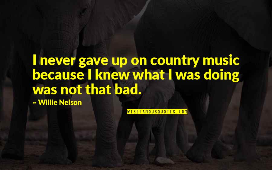 Bad Country Music Quotes By Willie Nelson: I never gave up on country music because