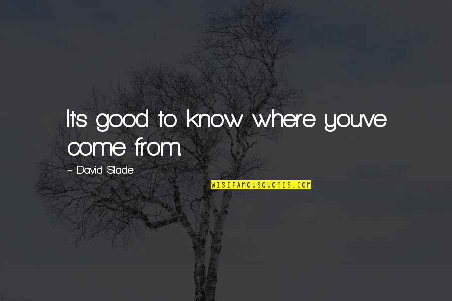 Bad Eating Habit Quotes By David Slade: It's good to know where you've come from.