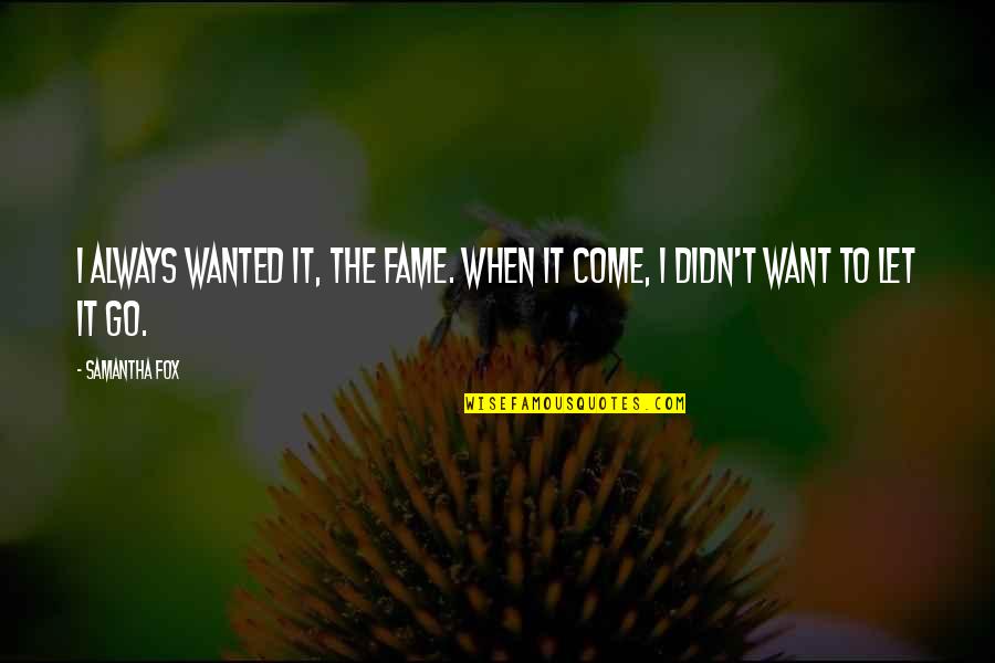 Bad Family Tumblr Quotes By Samantha Fox: I always wanted it, the fame. When it