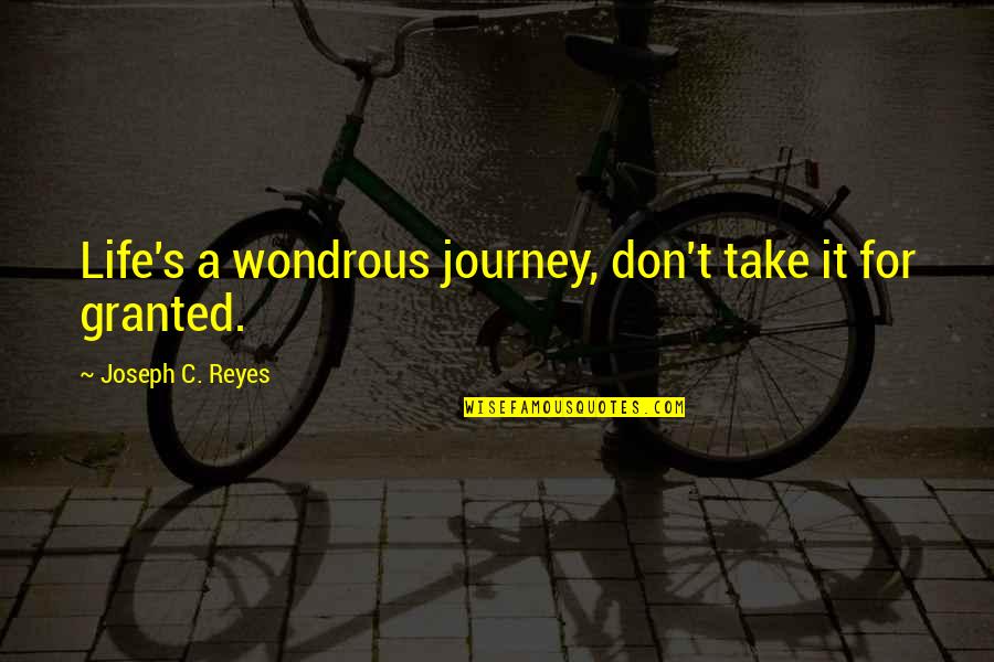 Bad Fanfiction Quotes By Joseph C. Reyes: Life's a wondrous journey, don't take it for