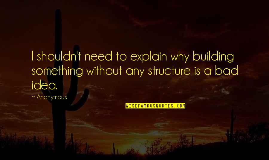 Bad Idea Quotes By Anonymous: I shouldn't need to explain why building something