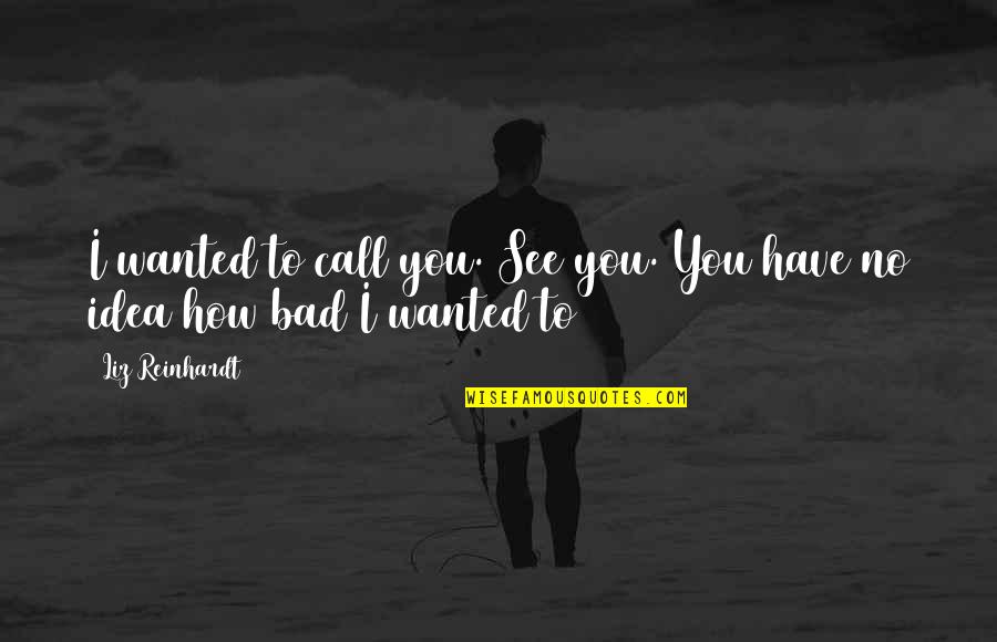 Bad Idea Quotes By Liz Reinhardt: I wanted to call you. See you. You